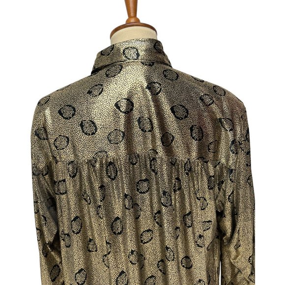 Vintage Circle o Square Women's Long Sleeve Bright Gold Collared Blouse Size 18 - Picture 3 of 12